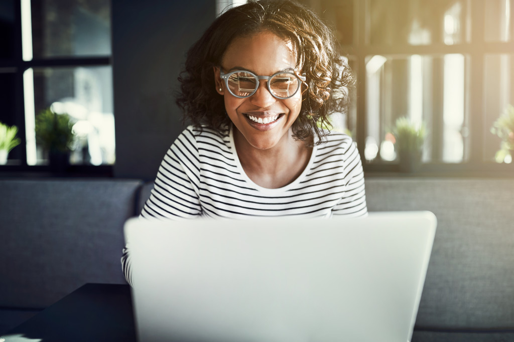 Female using her laptop