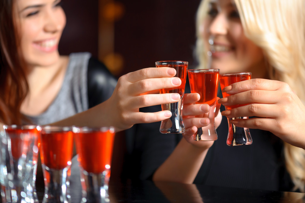 two women drinking