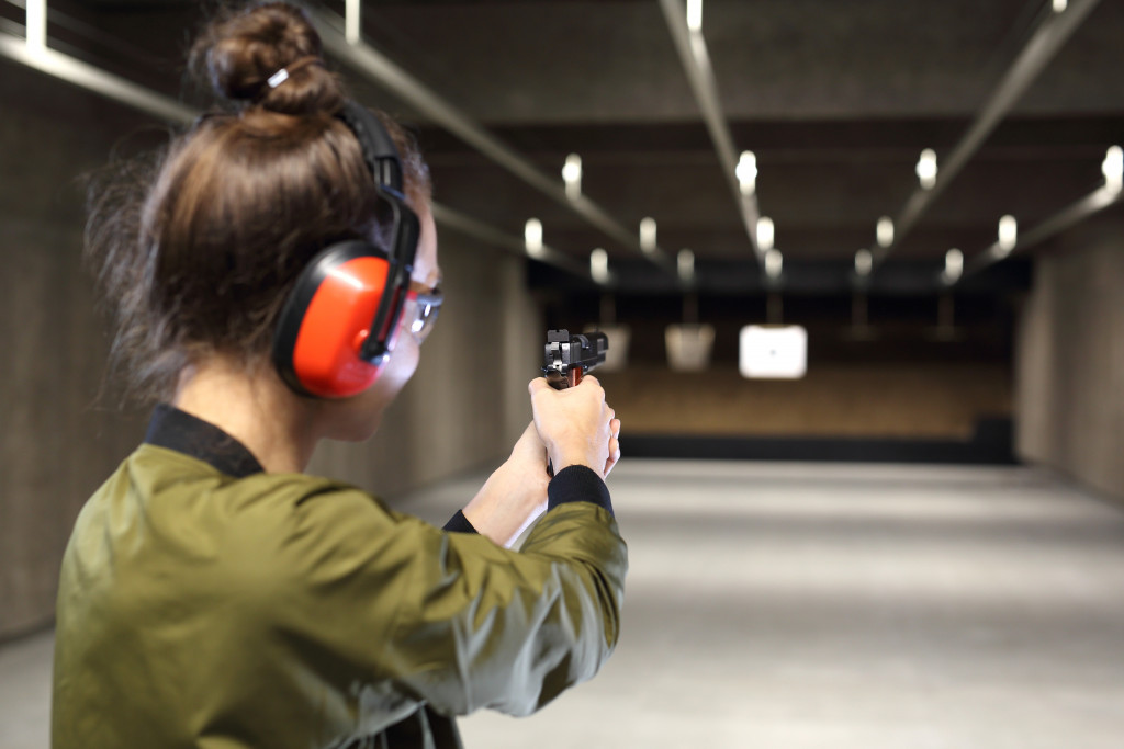 shooting range shooting gun at target