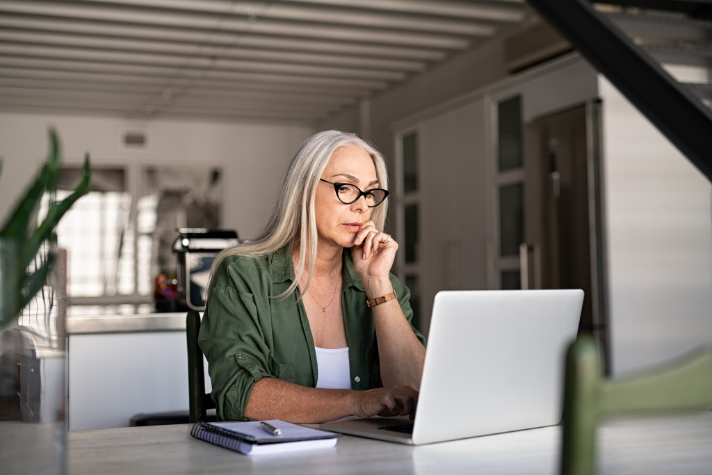 Mature woman working